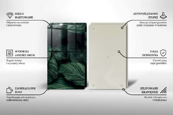 Üveg vágódeszka Sötét levelek