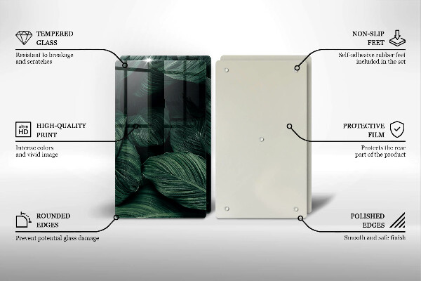 Üveg vágódeszka Sötét levelek