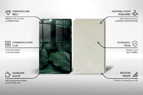 Üveg vágódeszka Sötét levelek