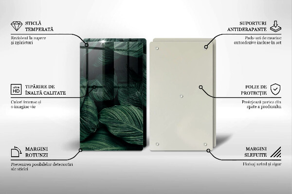 Üveg vágódeszka Sötét levelek