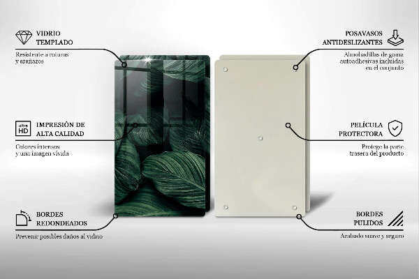 Üveg vágódeszka Sötét levelek