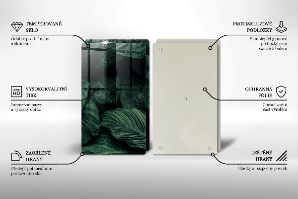 Üveg vágódeszka Sötét levelek