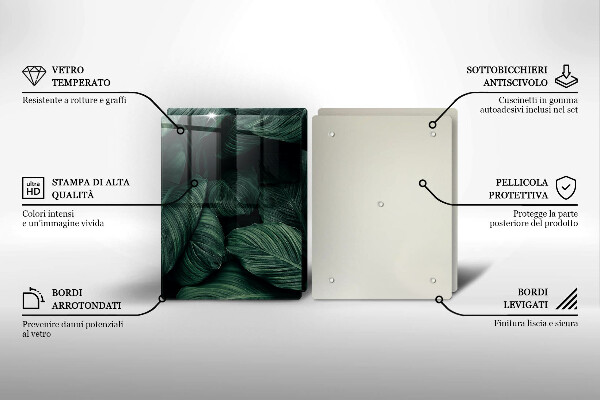 Üveg vágódeszka Sötét levelek