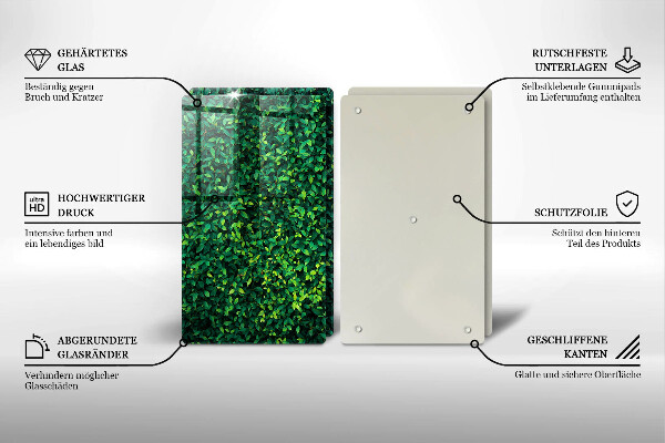 Üveg vágódeszka Növény kis levelekkel