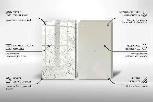 Üveg vágódeszka Line art design