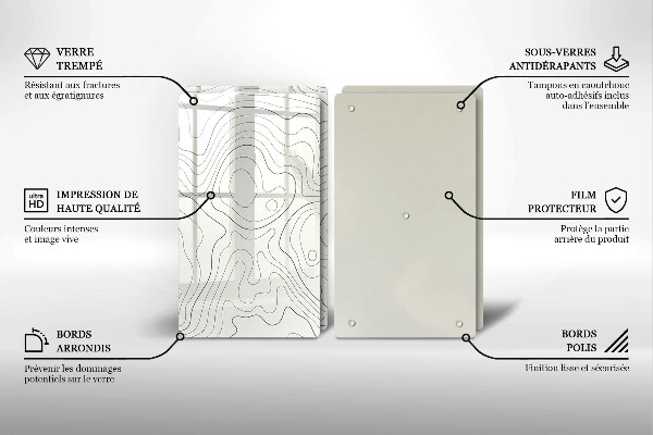 Üveg vágódeszka Line art design