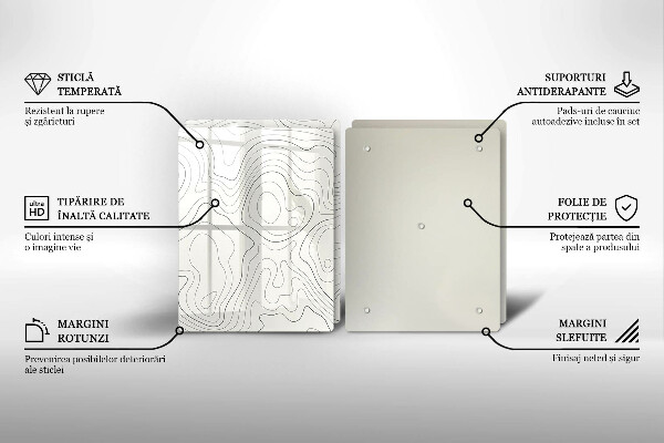 Üveg vágódeszka Line art design