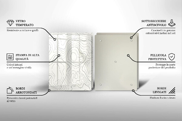 Üveg vágódeszka Line art design