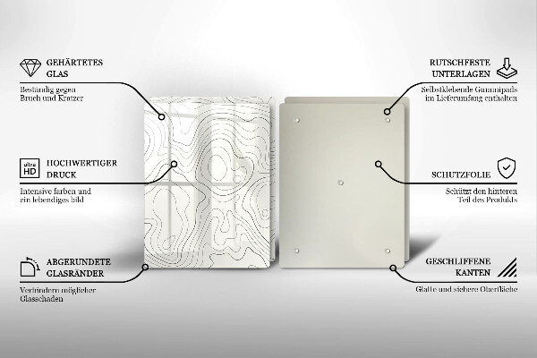 Üveg vágódeszka Line art design