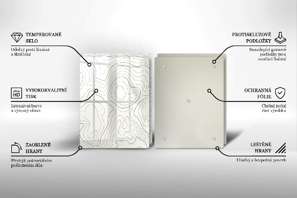 Üveg vágódeszka Line art design