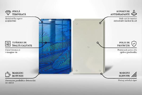 Üveg vágódeszka Madártollak