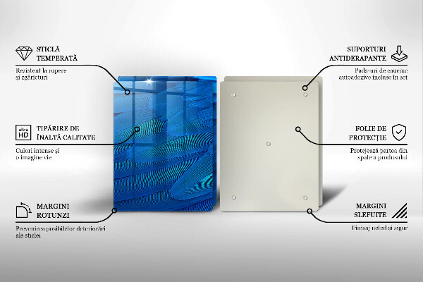 Üveg vágódeszka Madártollak