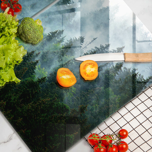 Üveg vágódeszka Erdő a ködben