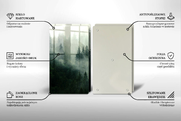 Üveg vágódeszka Ködös erdei táj