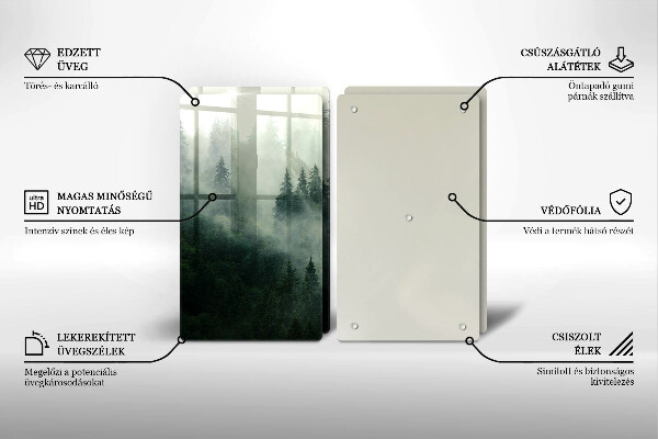 Üveg vágódeszka Ködös erdei táj