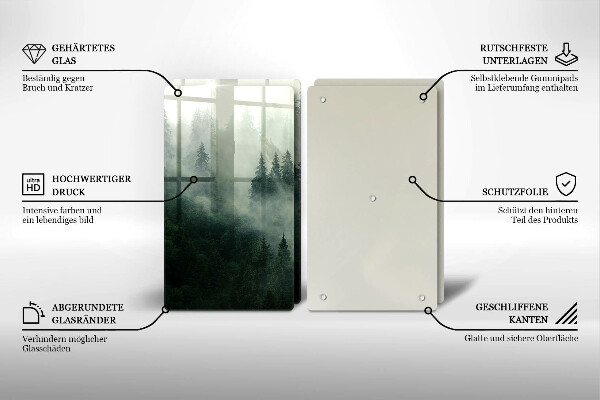 Üveg vágódeszka Ködös erdei táj