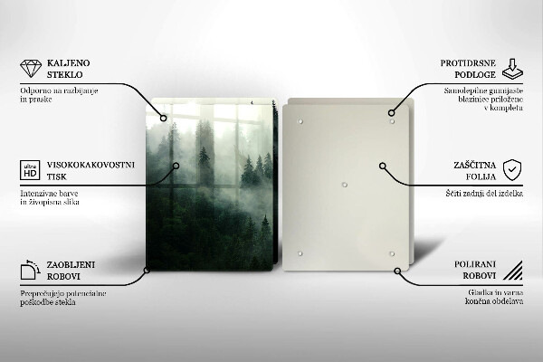 Üveg vágódeszka Ködös erdei táj