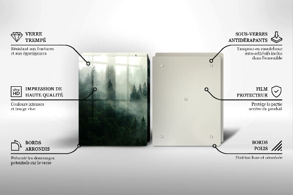 Üveg vágódeszka Ködös erdei táj