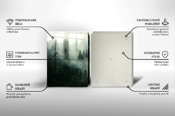 Üveg vágódeszka Ködös erdei táj