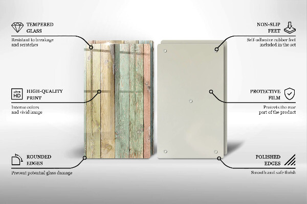 Üveg vágódeszka Színes vintage táblák