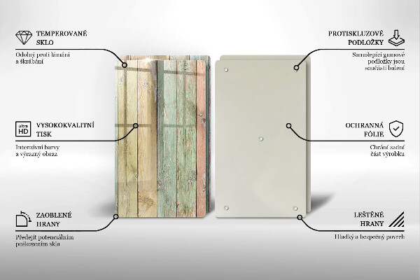 Üveg vágódeszka Színes vintage táblák