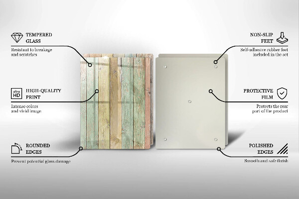 Üveg vágódeszka Színes vintage táblák