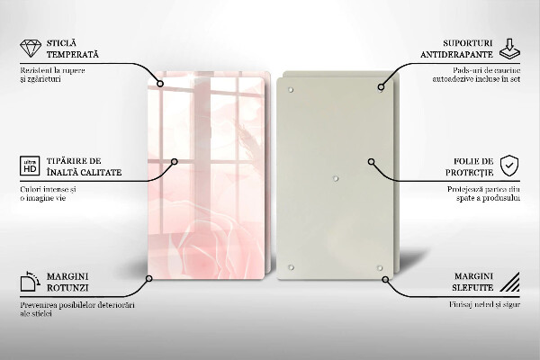 Üveg vágódeszka Pasztell rózsák háttér