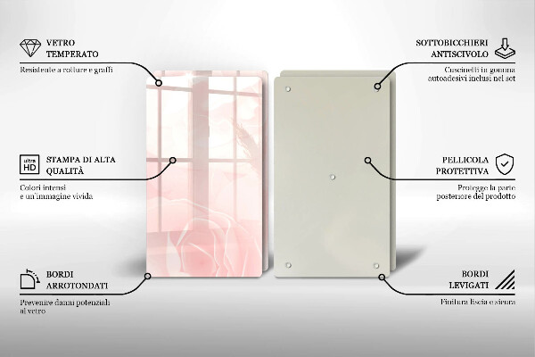 Üveg vágódeszka Pasztell rózsák háttér