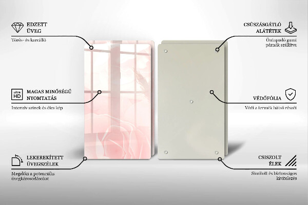 Üveg vágódeszka Pasztell rózsák háttér