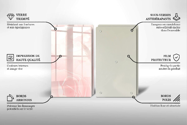 Üveg vágódeszka Pasztell rózsák háttér