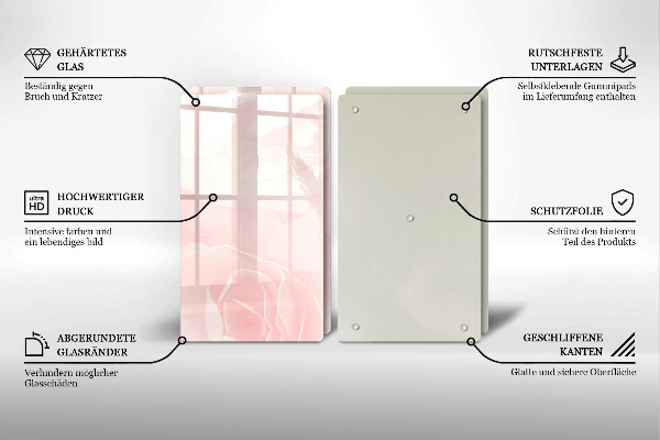 Üveg vágódeszka Pasztell rózsák háttér