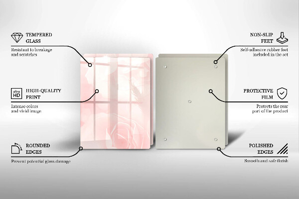 Üveg vágódeszka Pasztell rózsák háttér