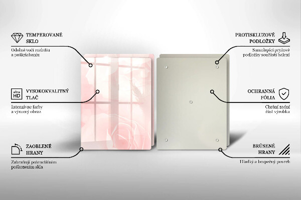 Üveg vágódeszka Pasztell rózsák háttér