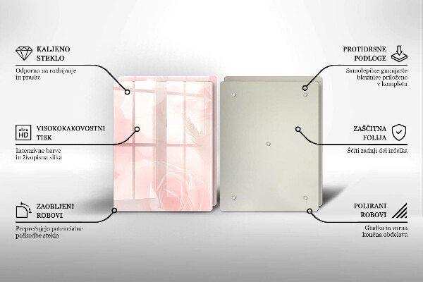 Üveg vágódeszka Pasztell rózsák háttér