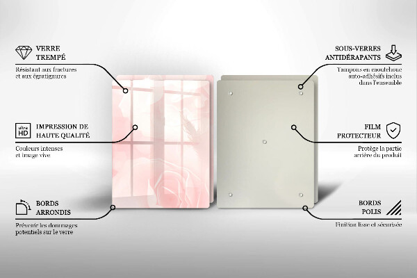 Üveg vágódeszka Pasztell rózsák háttér