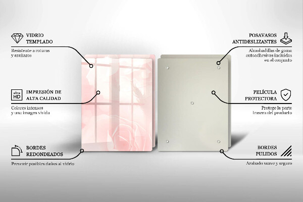 Üveg vágódeszka Pasztell rózsák háttér