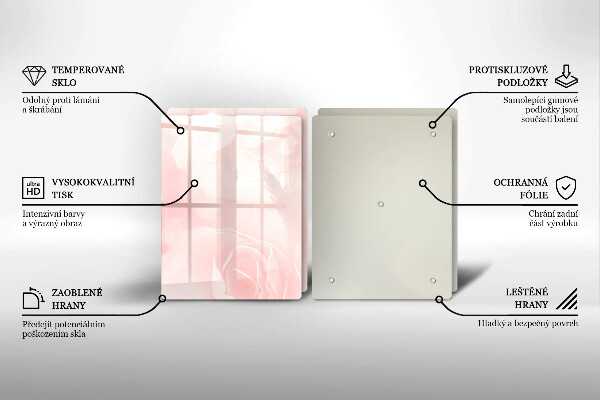 Üveg vágódeszka Pasztell rózsák háttér