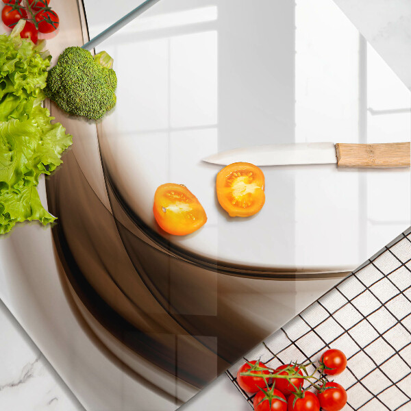 Üveg vágódeszka Absztrakt barna vonalak