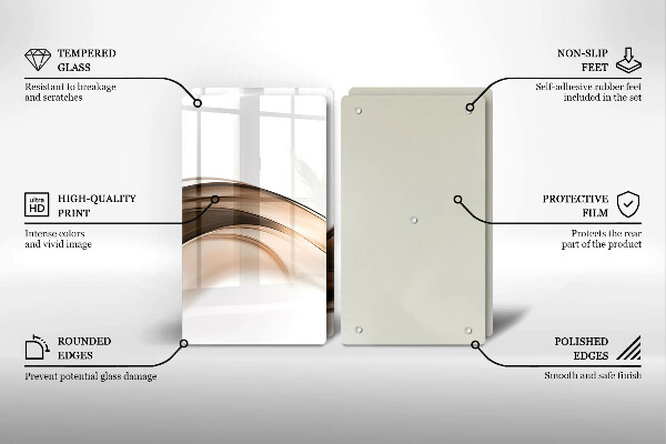 Üveg vágódeszka Absztrakt barna vonalak