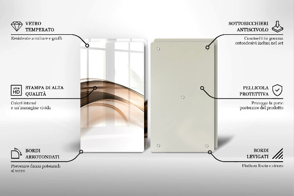 Üveg vágódeszka Absztrakt barna vonalak