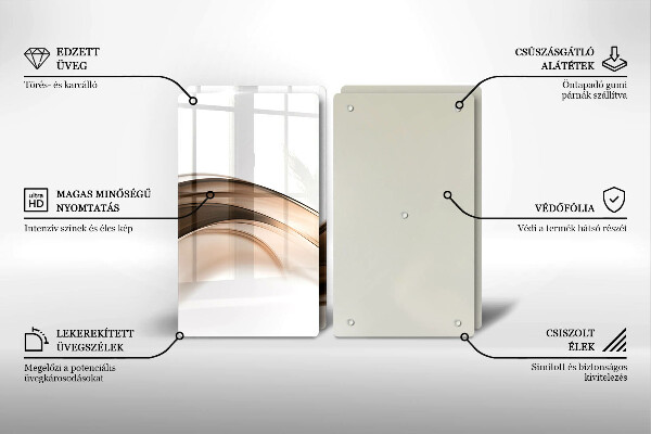 Üveg vágódeszka Absztrakt barna vonalak