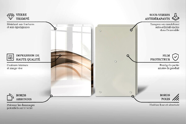 Üveg vágódeszka Absztrakt barna vonalak