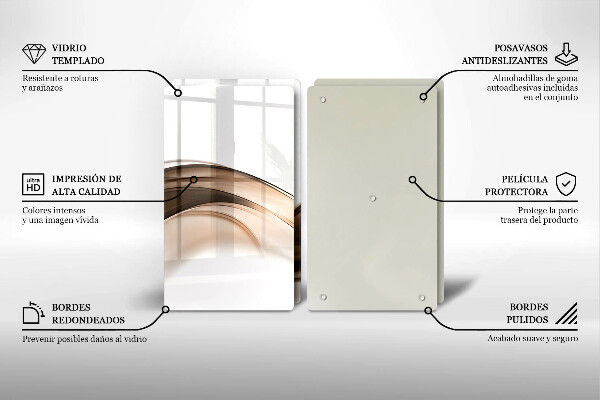 Üveg vágódeszka Absztrakt barna vonalak