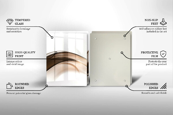 Üveg vágódeszka Absztrakt barna vonalak