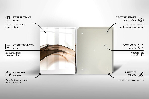 Üveg vágódeszka Absztrakt barna vonalak