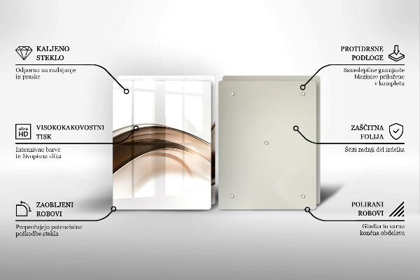Üveg vágódeszka Absztrakt barna vonalak