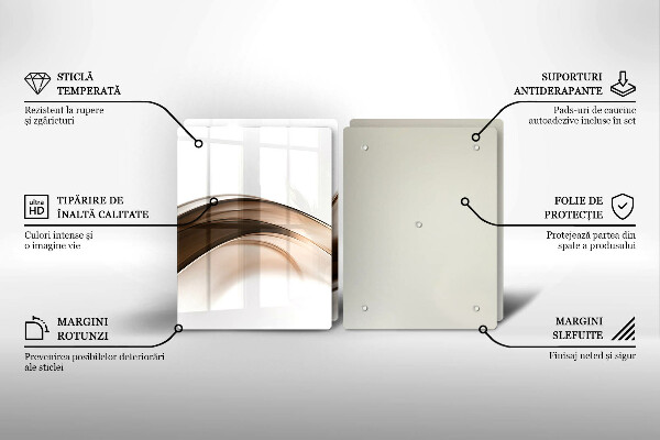 Üveg vágódeszka Absztrakt barna vonalak