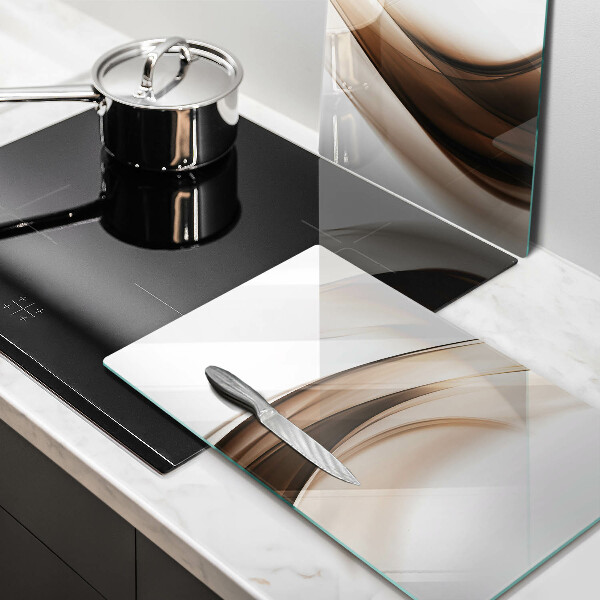 Üveg vágódeszka Absztrakt barna vonalak