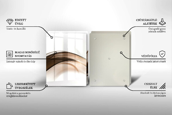 Üveg vágódeszka Absztrakt barna vonalak