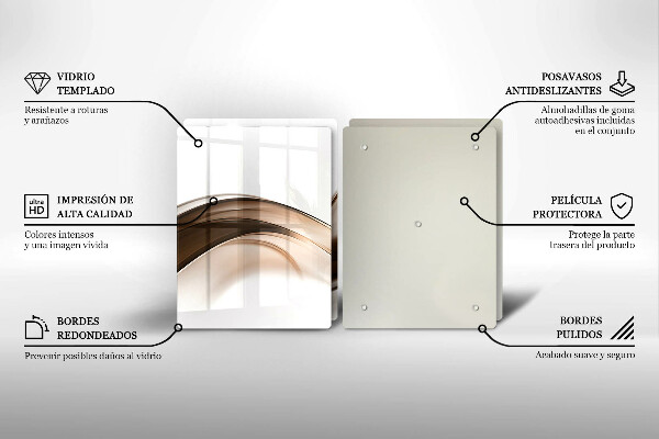 Üveg vágódeszka Absztrakt barna vonalak